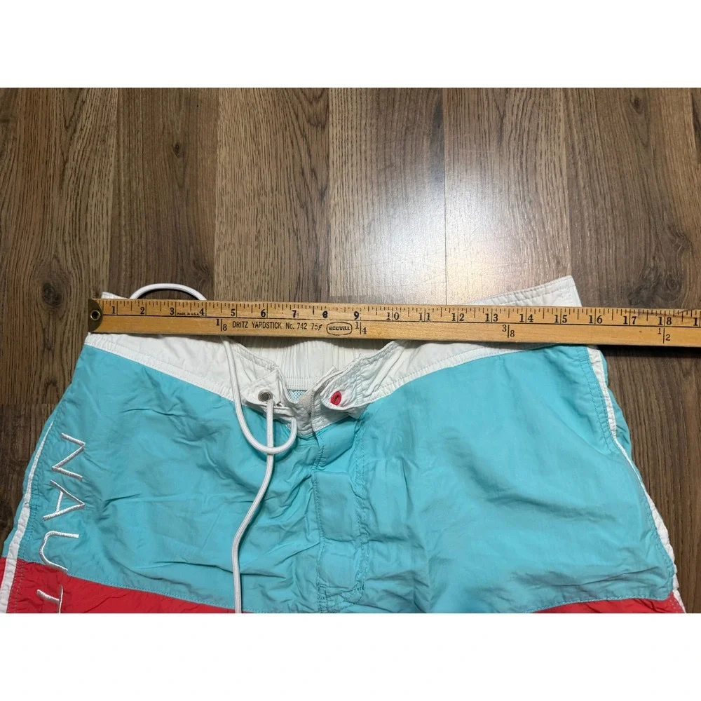 Nautica Swim Trunks Mens L Teal Red Sailing Colorblock Board Shorts Excellent